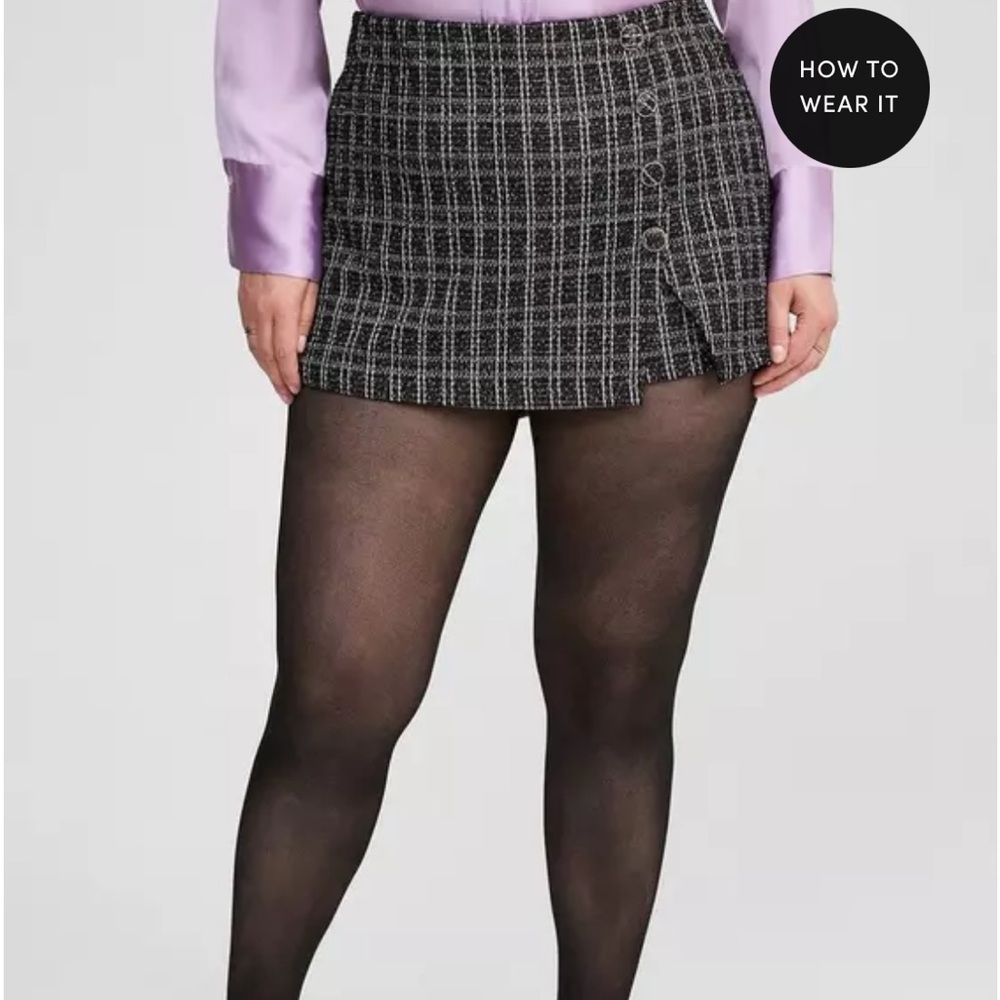 Torrid Black and White Checkered Mini Skirt